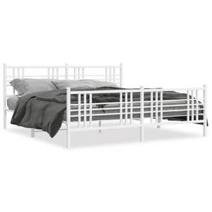  Bed Frame White Steel Double Bed Frame Rectangular A949-376397