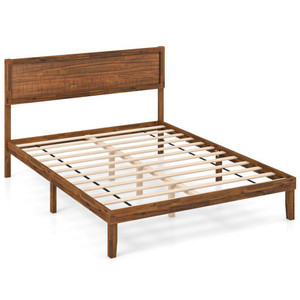 Twin/Full/Queen Size Bed Frame with Headboard and Wooden Slats Support-Queen Size - Color: Walnut - D681-HU10858WN-Q