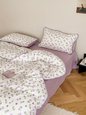 Color: Xiangyu Purple, Size: 180CM Flat Sheet 4pcs Set - Super Soft Sleep Naked Class A Cotton Doub Q119-CJCS190583873UF