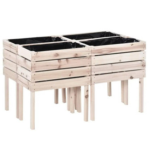 Farmhouse 4 Piece Wooden Elevated Raised Garden Bed Planter Box Q280-FRHYT78926