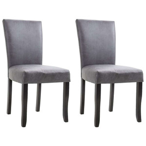  Dining Chairs 2 pcs Gray Faux Suede Leather A949-249292