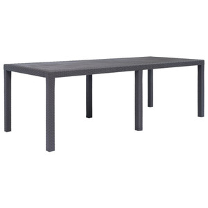  Patio Table Brown 86.6"x35.4"x28.3" Plastic Rattan Look A949-45609