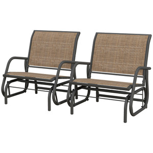 2 Pieces Outdoor Glider Chair, Steel Swing Chai with Curved Armrests for Porch, Garden, Poolside, B P295-84A-148V01LN