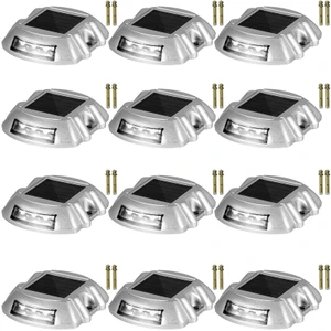  Solar Pathway Lights, 12-Pack, White, Includes Screws, Weatherproof Outdoor Deck Lights, 6 LED, Id E415-TYNDD12JTWH000001V0