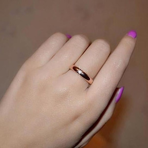 Size: Rose Gold,Ring Size: 9 - Ella Eternity Band With 4 Crystals Classic Stackable Ring K290-32076406800