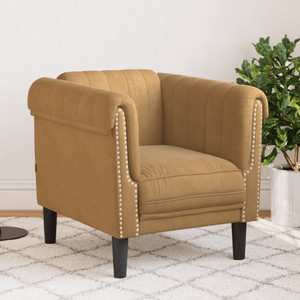  Sofa Chair Brown Faux Suede Leather A949-372574
