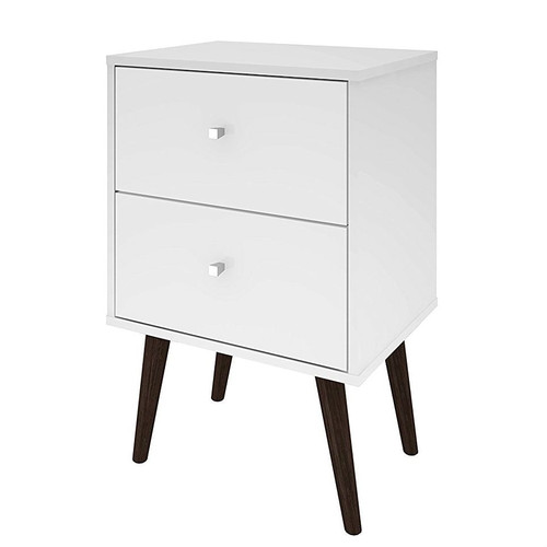 White Modern Mid-Century Style 2-Drawer Side Table Nightstand Q280-WMSTNM558931