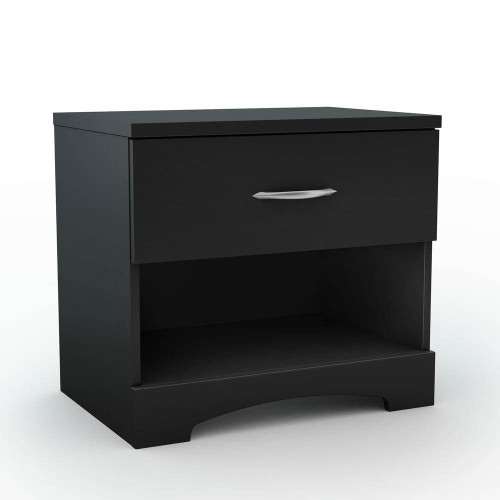 Modern 1 Drawer Nightstand End Side Table Storage in Black Q280-SSBL1023