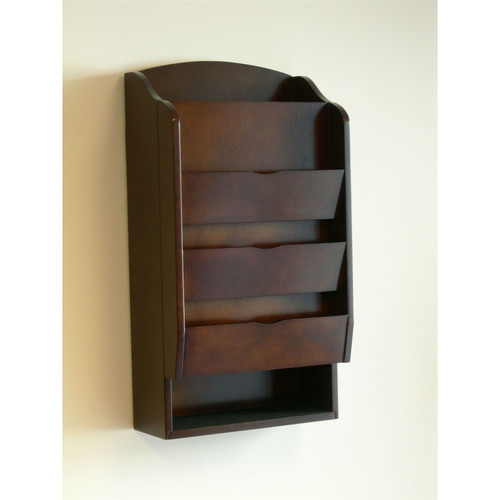 Door / Wall Mount Organizer Letter Holder Mail Sorter in Dark Walnut Q280-PDEOMSW85
