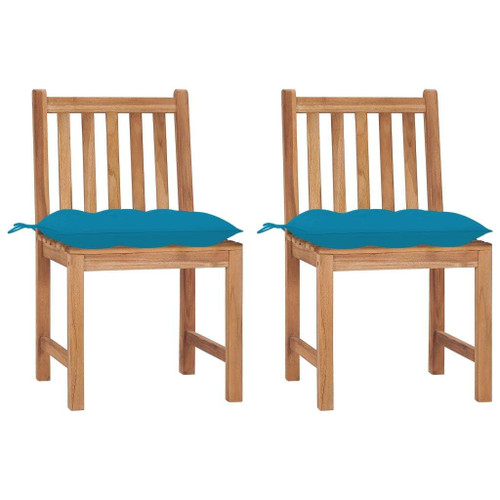 Patio Chair Set of 2 Light blue cushion, Teak wood frame A949-3062935