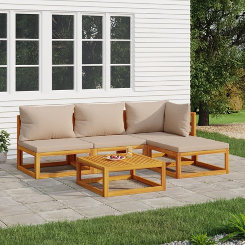 Garden Lounge Set Taupe Solid acacia wood, 100% polyester Medium A949-3155247