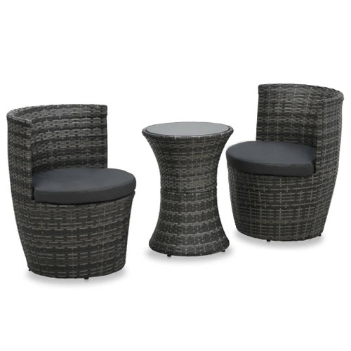 Garden Furniture Set Gray rattan, Anthracite cushion, Black tabletop A949-48149