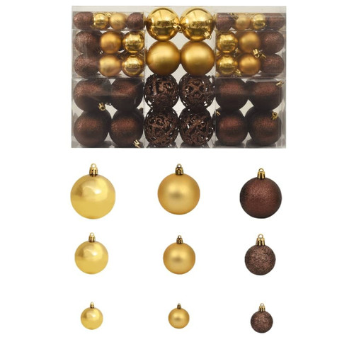 Christmas Ball Set of 100 Brown Plastic 1.2 in, 1.6 in, 2.4 in A949-245714