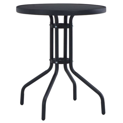 Garden Table Black Powder coated steel, silk print glass 23.6 in A949-47252