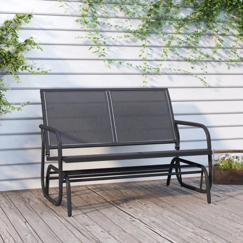 Garden Glider Bench Black Textilene, Steel 47.4 in A949-362708
