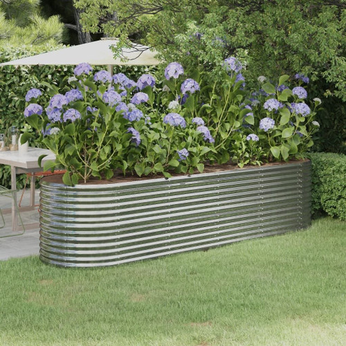 Garden Raised Bed Silver Powder-coated steel Large A949-318962