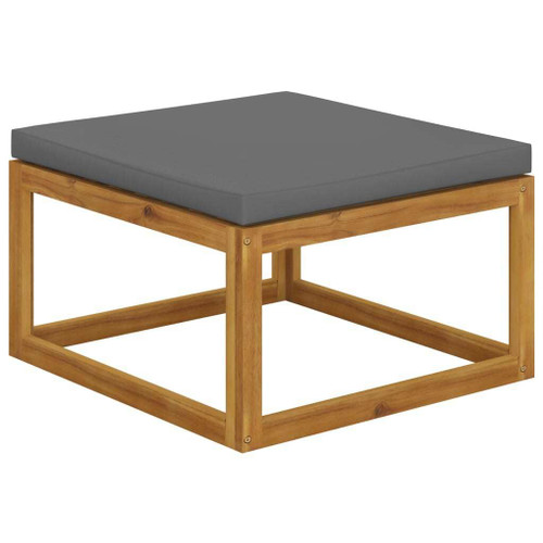 Footstool Dark Grey Solid Acacia Wood, Polyester Medium Modular A949-311864