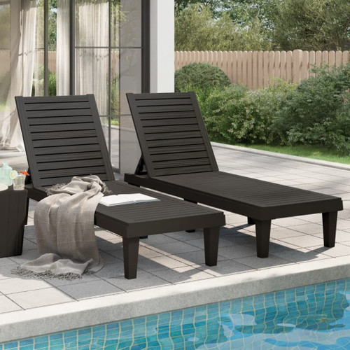 Sun Lounger Set of 2 Black Polypropylene Medium Modern A949-364148
