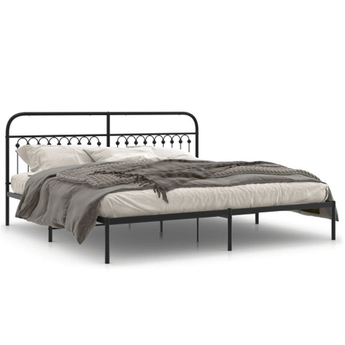 Bed Frame Black Steel Full Bed Frame Rectangular Traditional A949-376606