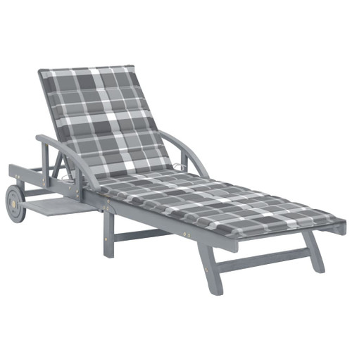 Sun Lounger Gray Solid Acacia Wood with a Gray Wash Finish Large A949-3061343