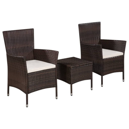 Bistro Set Brown PE rattan Compact Removable Covers Bistro Set A949-44093