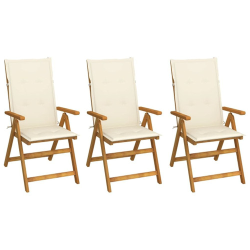 Garden Chair Set of 3 Cream Solid Acacia wood Medium Foldable A949-3064091