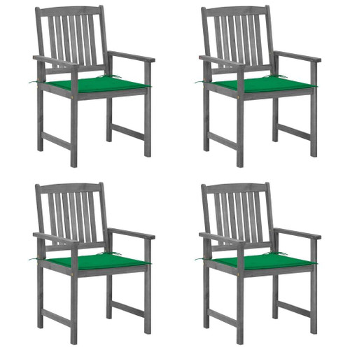Patio Chair Set of 4 Gray Solid Acacia wood Standard Durable A949-3061232