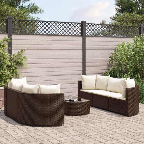Patio Sofa Set Set of 6 Brown, Cream White A949-3308433