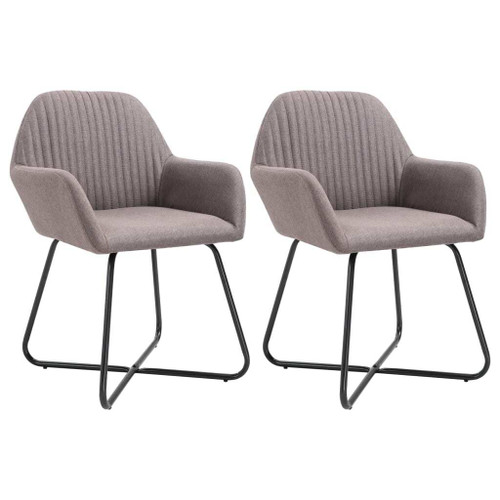 Dining Chair Set of 2 Taupe Fabric and powder-coated steel A949-249816