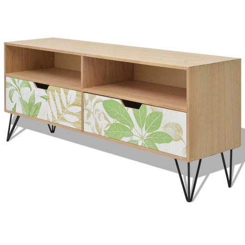 TV Cabinet Brown, White, Green MDF, Steel 47.2 x 11.8 x 19.7 in A949-243700