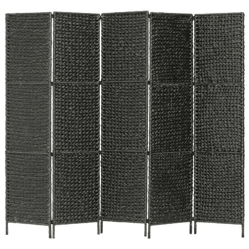 5-Panel Room Divider Black 76"x63" Water Hyacinth A949-247352