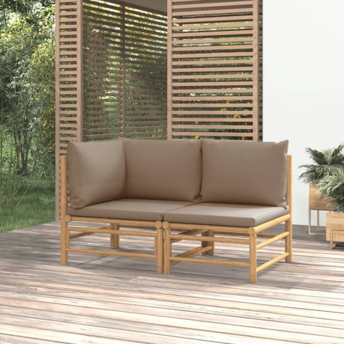 Garden Lounge Set Taupe, Natural Bamboo A949-362284