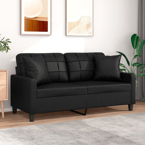 2-seater Sofa Black 75% Polyvinylchloride, 20% Polyester, 5% Cotton A949-3200803