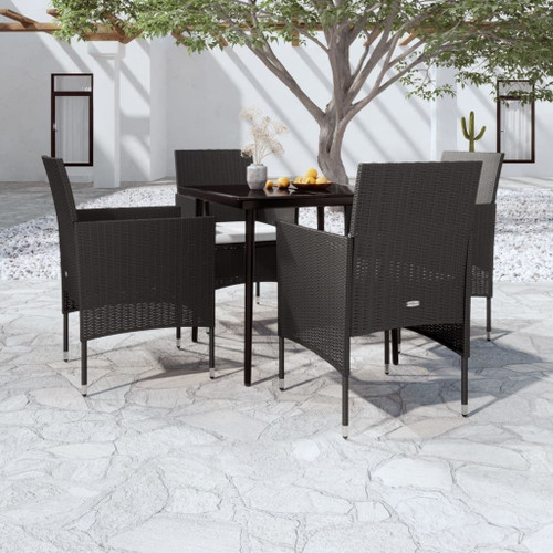 Garden Dining Set Black PE rattan 5 Piece Set Garden Dining Set A949-3099306