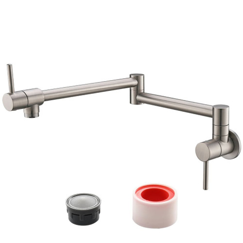 Brass Folding Faucet 1/2'' NPT Wall Mount Kitchen Faucet Two Handles Cold Water Tap Nickel T575-S0671278183