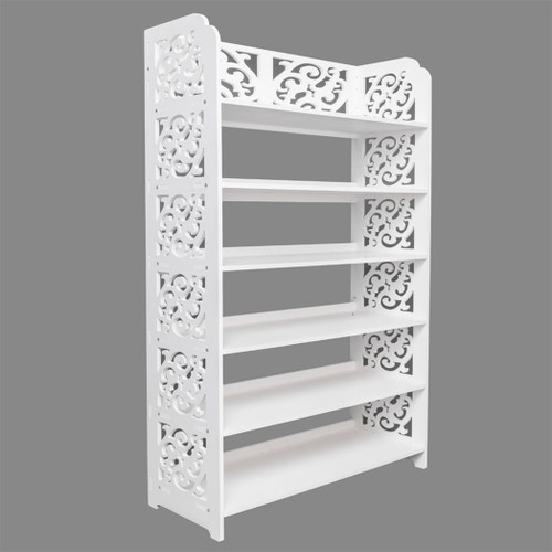 Wood-plastic Board Six Tiers Carved Shoe Rack White B T575-S0671292323