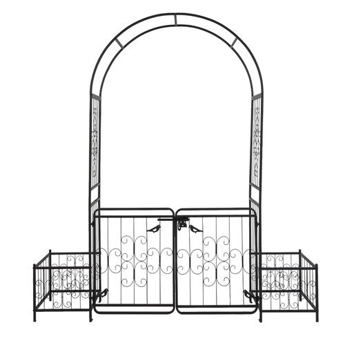 198.5*50*219cm Courtyard Arc Top With Door With Planting Frame Iron Art Iron Arch Black T575-S0671266120