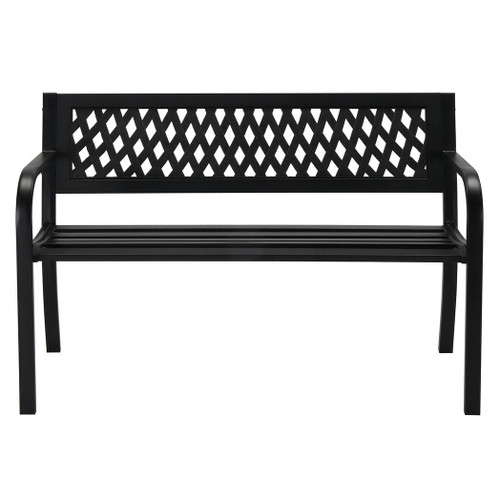 47in PVC Mesh Backrest Iron Bench Black T575-S0671293726