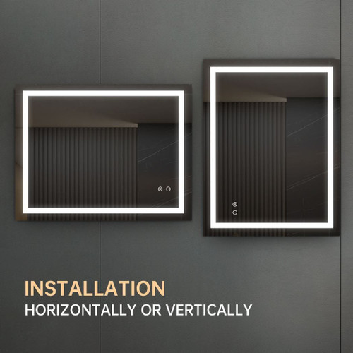 36"*28" LED Lighted Bathroom Wall Mounted Mirror with High Lumen+Anti-Fog Separately Control+Dimmer T575-S0671272297