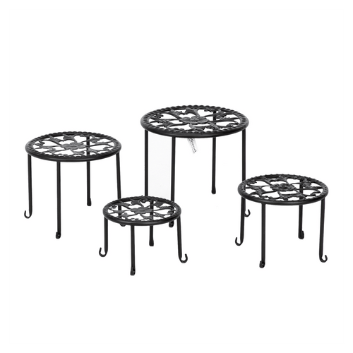 4 Round Ironwork Plant Racks With 4-1 Black Paint Prints T575-S0671279704