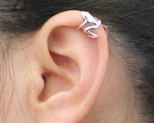 316L Stainless Steel Tree Frog Fake Cartilage Ear Cuff T575-S0671347657