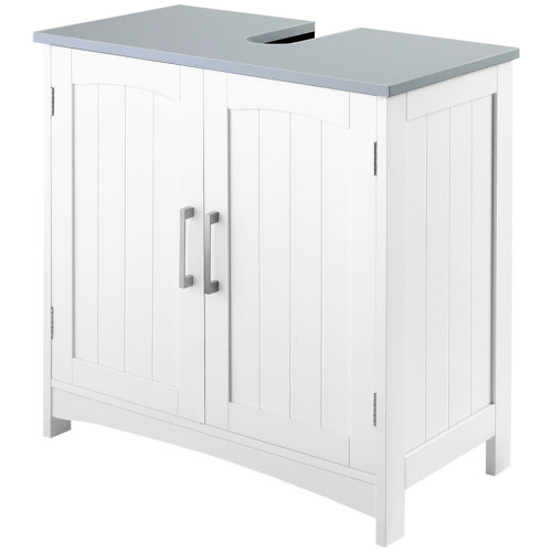 Pedestal Sink Storage Cabinet, Under Sink Cabinet with Double Doors, White-AS T575-S0671266679