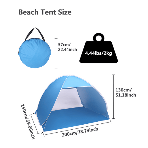 2-3 Person Beach Tent Pop Up Sun Shelter Tent Big Automatic Sun Umbrella 2-3 Person Fishing Beach S T575-S0671282318