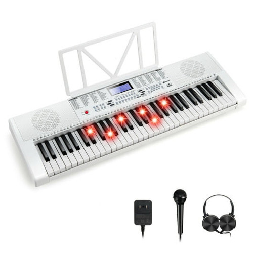61-Key Electric Piano Keyboard for Beginner-White - Color: White D681-MU10084US-WH