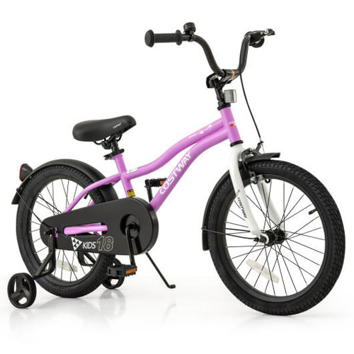 Kids Bike 18-Inch Children Training Bicycle with 2 Brake for 4-8 Years Old - Color: Purple - Size:  D681-TS10243PU-18