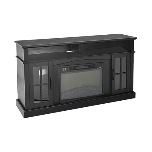 Fireplace TV Stand for TVs Up to 65 Inch with Side Cabinets and Remote Control-Black - Color: Black D681-FP10106US-DK