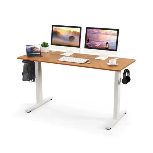 55 x 24 Inches Sit Stand Home Office Desk with 3 Memory Height Settings-Natural - Color: Natural D681-CB10608US-NA