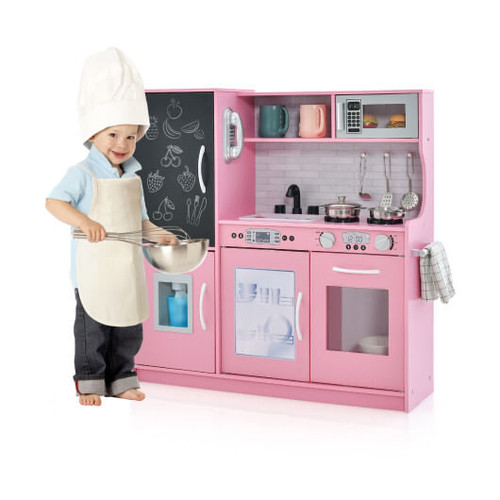 Toddler Pretend Play Kitchen for Boys and Girls 3-6 Years Old-Pink - Color: Pink D681-TP10126PI