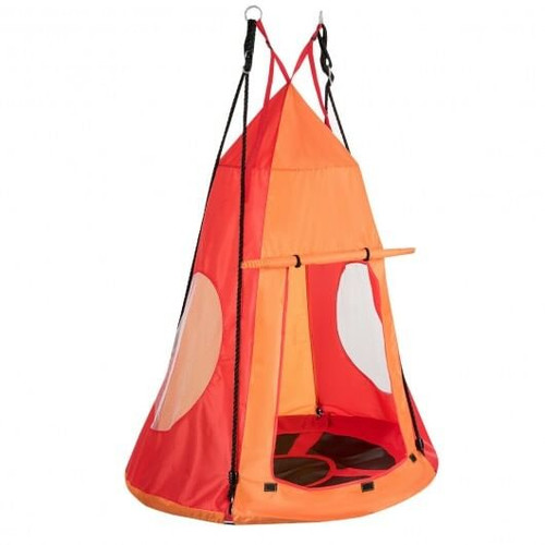 2-in-1 40 Inch Kids Hanging Chair Detachable Swing Tent Set-Orange - Color: Orange D681-SP37081OR