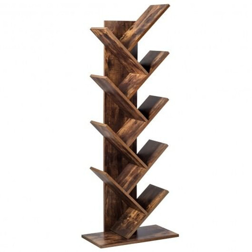8-Tier Free Standing Tree Bookshelf-Coffee - Color: Coffee D681-HW65406CF